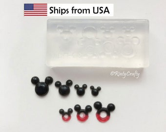 Mickey Mouse Head Silicone Mold, UV Resin Polymer Clay Petite Charms