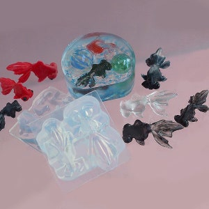 Molde de silicona 3D con forma de pez dorado, adorable animal, Floree, suave, de alta calidad, para arcilla, resina, resina UV y jabón de Japón