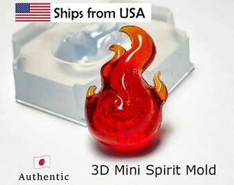 Molde de silicona, mini molde 3D de espíritu (molde de hoguera/molde de fuego ardiente), de dos piezas, para resina UV/epoxi y arcilla polimérica. Hecho a mano en Japón.