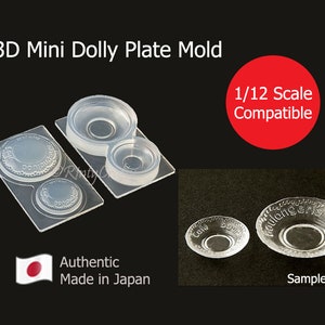 3D Silicone Mold Miniature Dolly Plate Mold for Miniature Clay / UV-Resin,  1:12 Scale Compatible, Authentic Made in Japan
