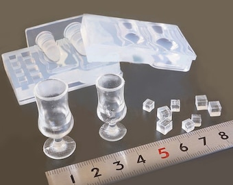 Silicone Mold 3D Miniature Soda Ice Drink Cup with Ice Cubes for Dollhouse, for UV resin Crafts