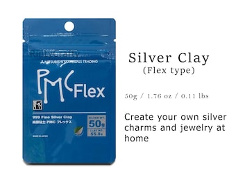 Japan PMC Flex Silver Clay 50g / 1.76 oz / 0.11 lbs , 999 Fine Silver Clay, Made in Japan