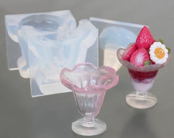 Silicone 3D Mold, Parfait Tall Glass Mold, Ice Cream Glass Mold, Transparent Glass mold, Dollhouse Supplies For Polymer Clay, UV Resin