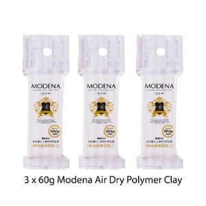 Set of 3x 60g White Modena Clay Air Dry Polymer Clay Japan from Japan WHITE - Figurines / Doll / Flower / Miniature Food