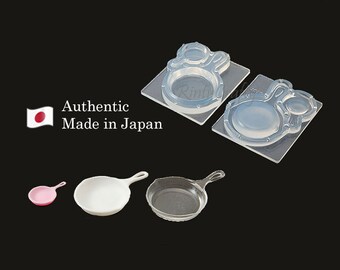Silicone Mold 1:12 (S and M size) Skillet Mold Frying Pan Mold From Japan Miniature Dollhouse Food and Utensils, for UV resin / Polymer Clay