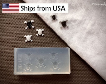 Miniature Skull Silicone Mold, Cross Skeleton, UV Resin, Polymer Clay Crafts