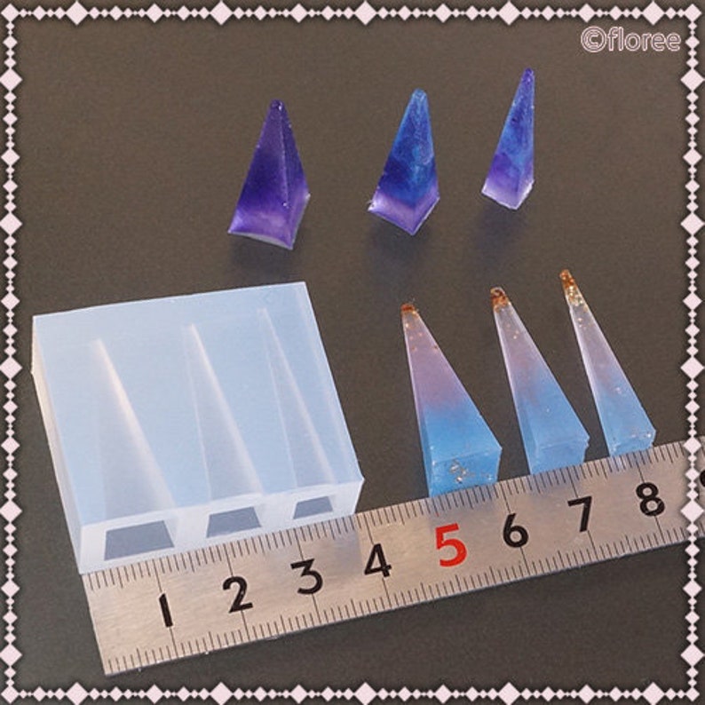 for use with UV Resin and UV Led Resin Four-sided Crystal Mold Soft Mold from Japan Silicone Mold Lovely Jewelry Icicle Charms Mold
