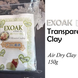 EXOAK Transparent Clay Japanese air dry clay (150g) - Figurines / Doll / Flower / Miniature Food from Japan, Transparent Resin Clay