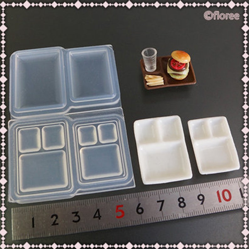 Silicone Mold 3D Bento Mold Japanese Plate Set Lunch Compartment Food Dish Dollhouse Soft Mold High Quality UV Resin Air Dry Clay Floree