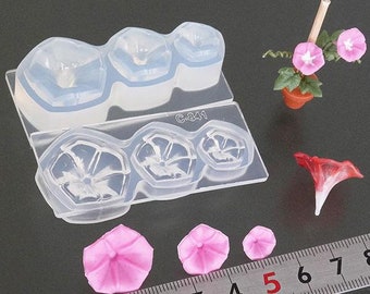 Silicone Mold Miniature 3D Morning Glory Flower Mold (3 sizes) Flower mold, Floree Mold For Clay / Resin / UV Resin/ Soap from Japan