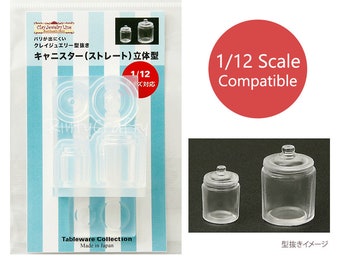 Silicone Mold, Miniature Jar with Lid Mold, Canister Jar Mold, 1:12 Scale Compatible, for UV Resin, Made in Japan