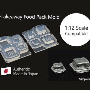 3D Mini Lebensmittelbehälter zum Mitnehmen mit Deckelform für Miniaturhandwerk, Fake Food (UV-Harz/Epoxidharz) Authentisch Made in Japan (Maßstab 1:12)