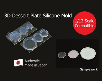 3D Silicone Mold Miniature Dotted Plate Mold for Miniature Crafts, Fake Food (UV Resin / Epoxy) Authentic Made in Japan (1:12 Scale)