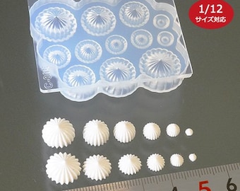 Silikonform, miniatyr rak vispad gräddeform (kompatibel med skala 1:12) för lera och UV-harts, autentisk tillverkad i Japan