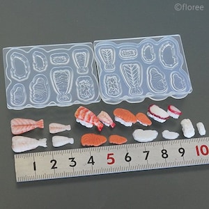Silicone Mold, Miniature Sushi Mold, Sashimi Sushi Mold, For Polymer Clay / Air Dry Clay (Authentic Made in Japan)
