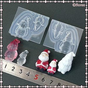 Silicone Mold, Christmas Mold Miniature Santa Claus Mold, Jingle Bells Making for UV Resin Polymer Clay Resin Clay
