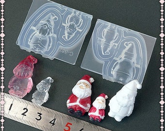Silicone Mold, Christmas Mold Miniature Santa Claus Mold, Jingle Bells Making for UV Resin Polymer Clay Resin Clay