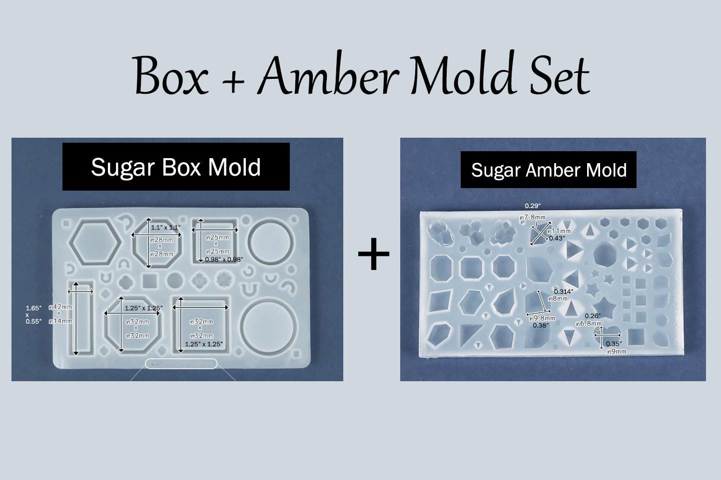 Silicone Mold, Miniature Amber Sugar Box Mold / Set, for Resin