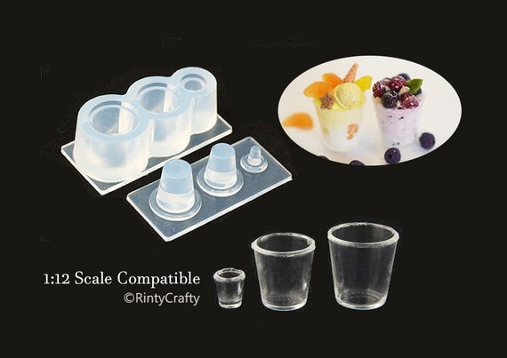 Silicone Resin Mold Drinking Cup Mold Cafe Glass 1:12 Dollhouse Transparent  High Quality UV Resin Polymer Clay Clear Mold Japan 