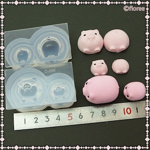 Silicone Mold, 3D Pig Mold, Miniature Pig Mold, Animals Mold, Jewelry Mold, for UV Resin / Polymer Clay / Epoxy. Floree Japan C-566
