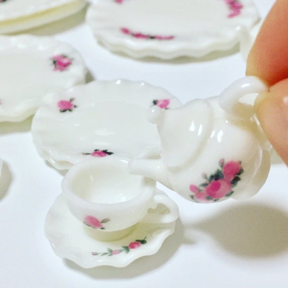 Two Cups set Toy Model 201 1//12 Dollhouse Miniature Tableware Resin Coffee Pot