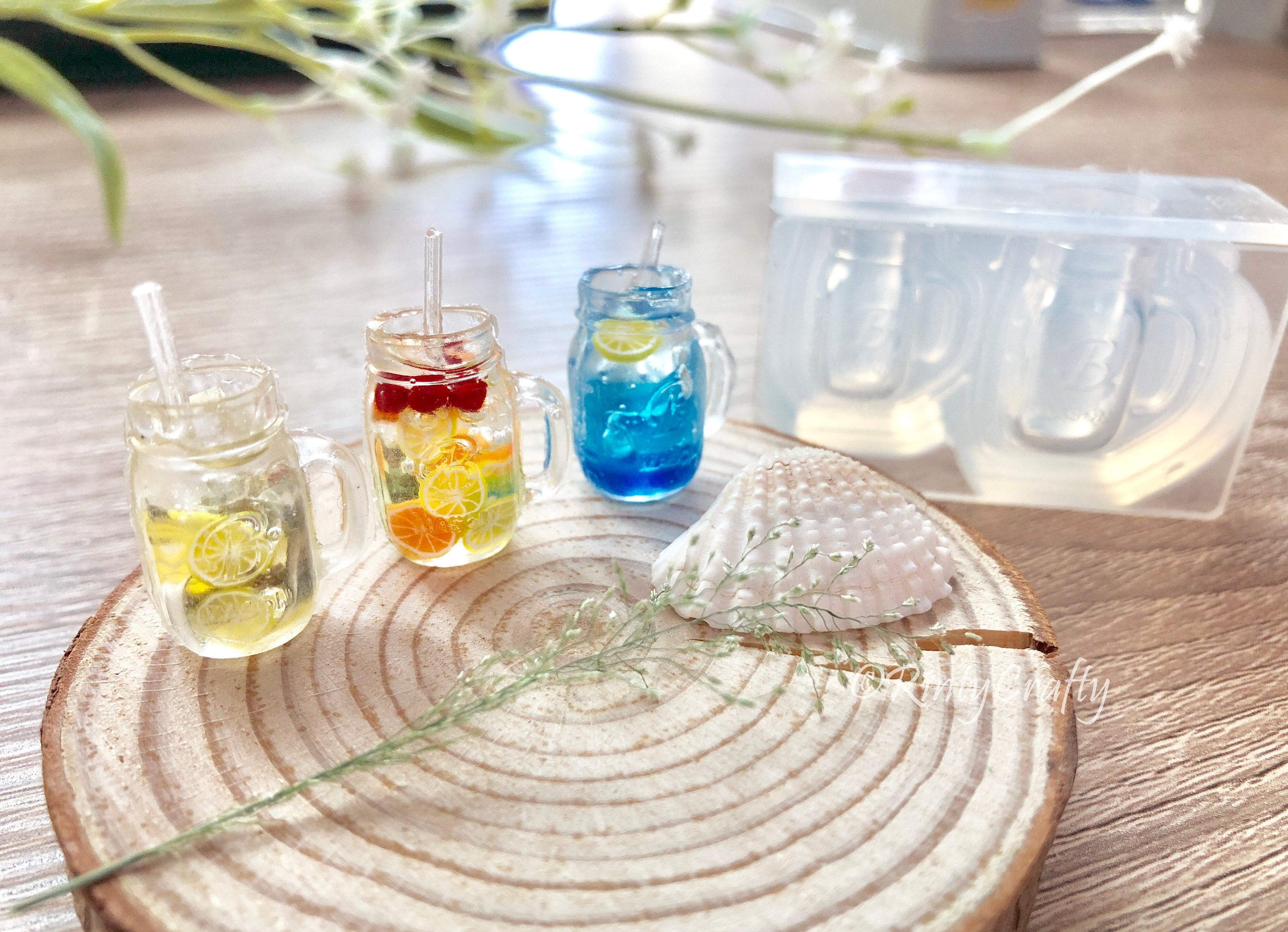 Miniature Mason Jar Drinks Mold Mug with Handle Mold, Make Dollhouse Fake Food, For UV Resin Epoxy Clay Authentic Made in Japan