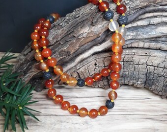 Norse Prayer Beads - Carnelian & Pumice