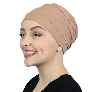 Petite Bamboo 3 Seam Turban Chemo Cap For Cancer Headwear 50+ UPF Sun Protection