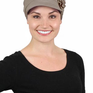 Brighton 100% Cotton Newsboy Cap for Women Chemo Headwear Khaki