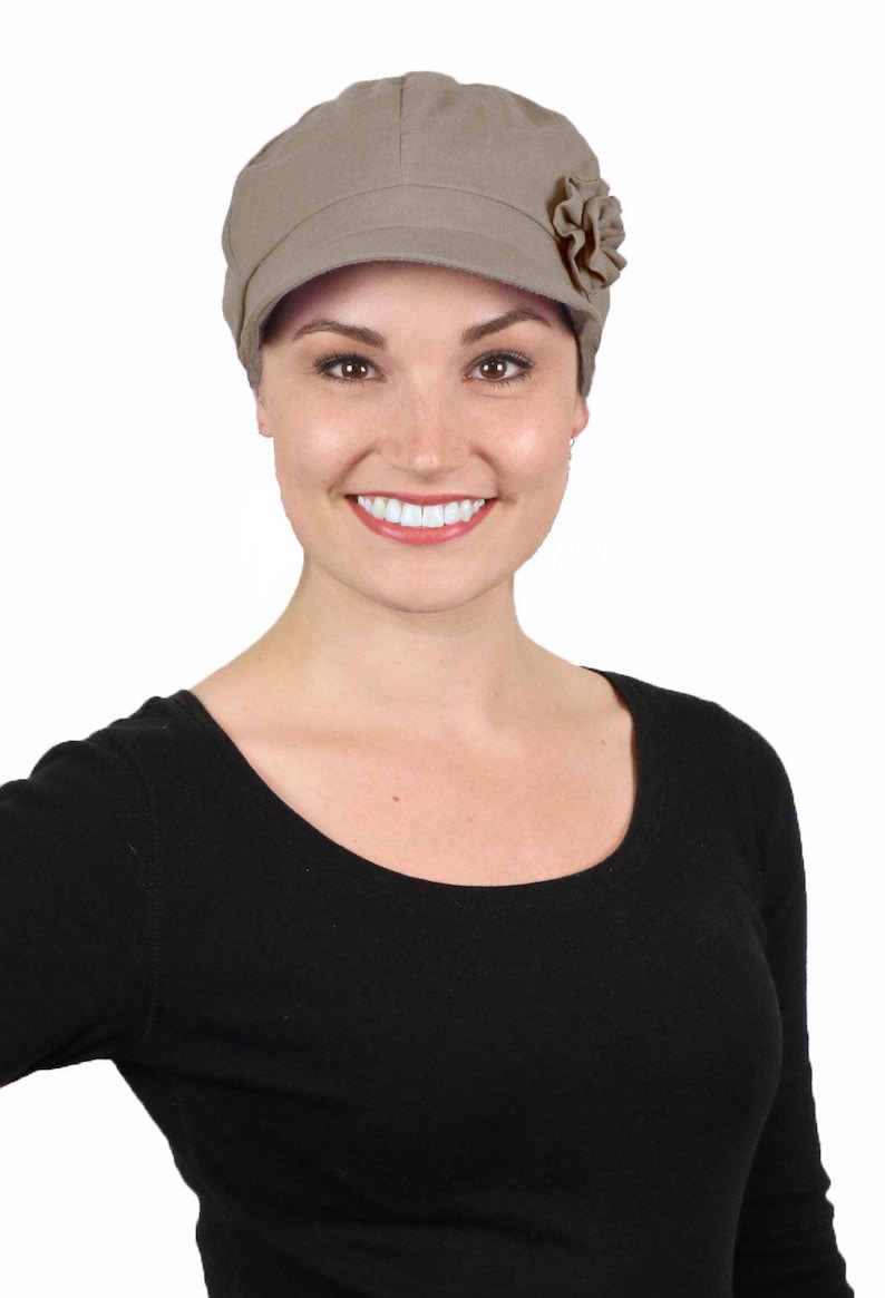 Brighton 100% Cotton Newsboy Cap for Women Chemo Headwear Khaki