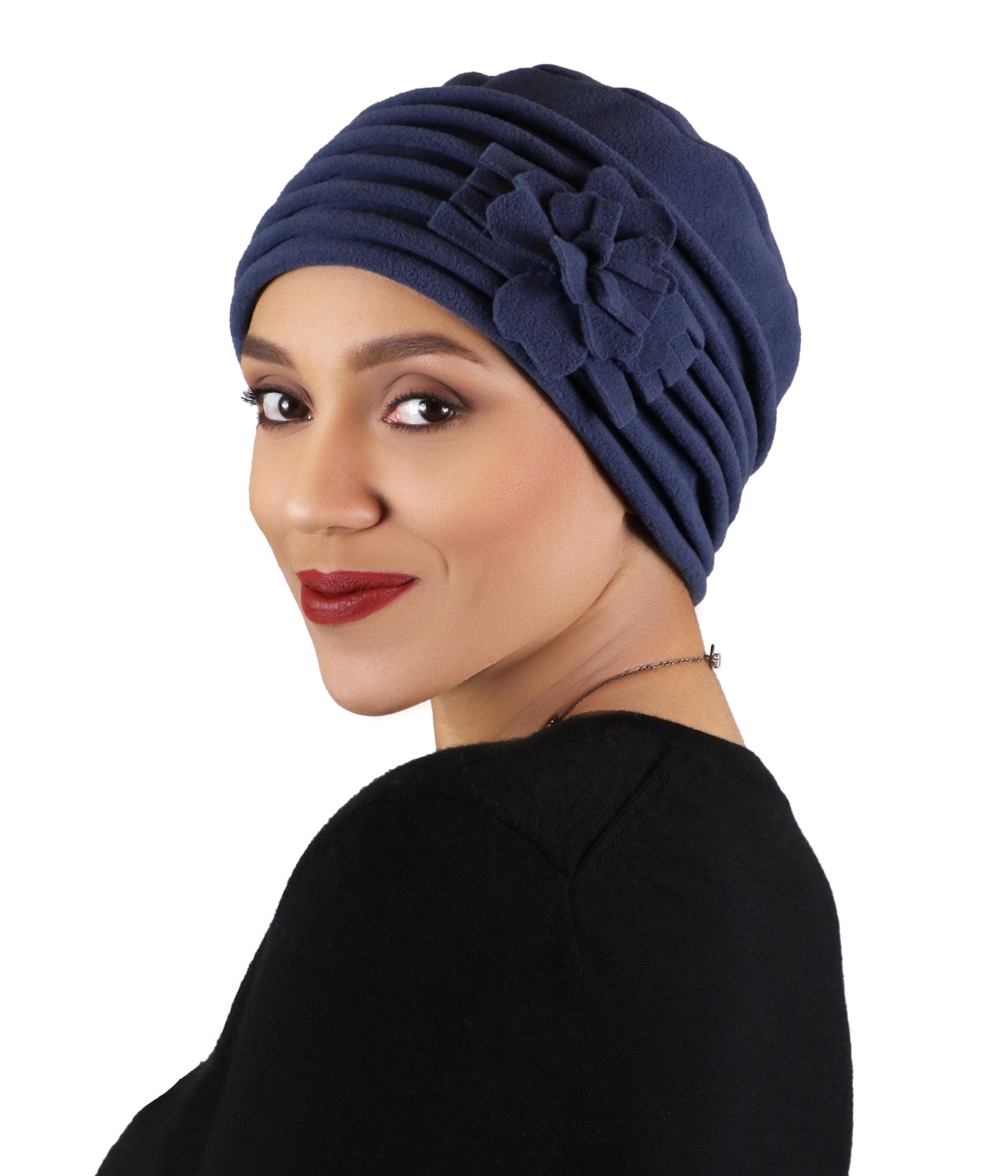 Fleece Beanie Hat Chemo Headwear Cancer Cap Ladies Head Covering Fleece Hats Women | Chemo Hats Winter| Pillbox Hat| Hats for  main image 4