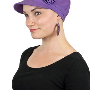 Brighton 100% Cotton Newsboy Cap for Women Chemo Headwear Purple