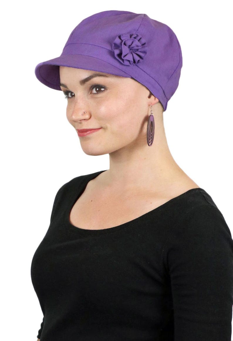 Brighton 100% Cotton Newsboy Cap for Women Chemo Headwear Purple