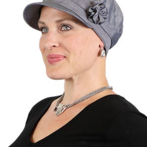 Brighton 100% Cotton Newsboy Cap for Women Chemo Headwear Charcoal Grey