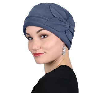 Gorro de lã com estampa de borboleta para mulheres, ideal para quimioterapia, perfeito para o outono e inverno. Blue Grey
