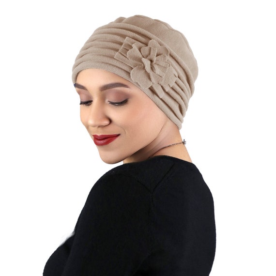 Lux Ultra Soft Bamboo Chemo Hat - Flower Bow Beanie Cancer Cap, Burgundy Red