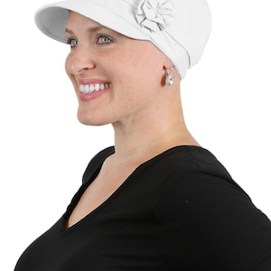 Brighton 100% Cotton Newsboy Cap for Women Chemo Headwear White