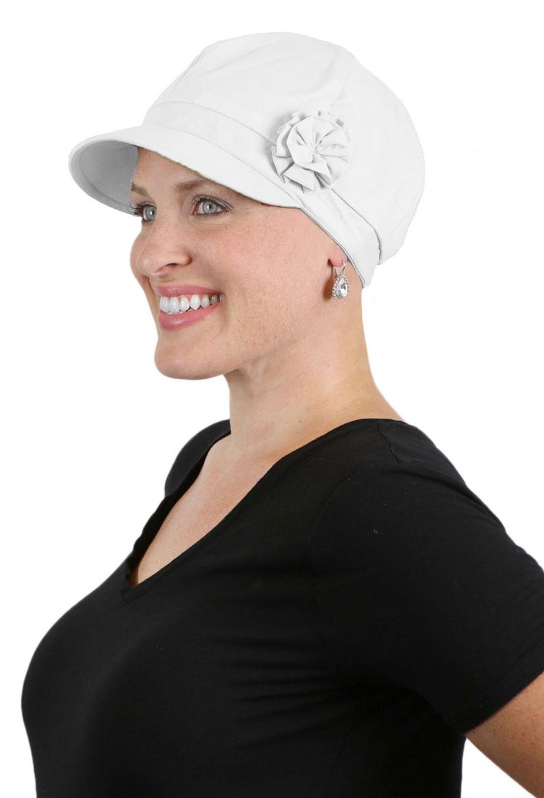 Brighton 100% Cotton Newsboy Cap for Women Chemo Headwear White