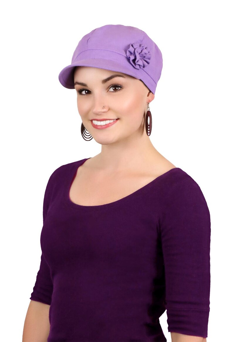 Brighton 100% Cotton Newsboy Cap for Women Chemo Headwear Lilac