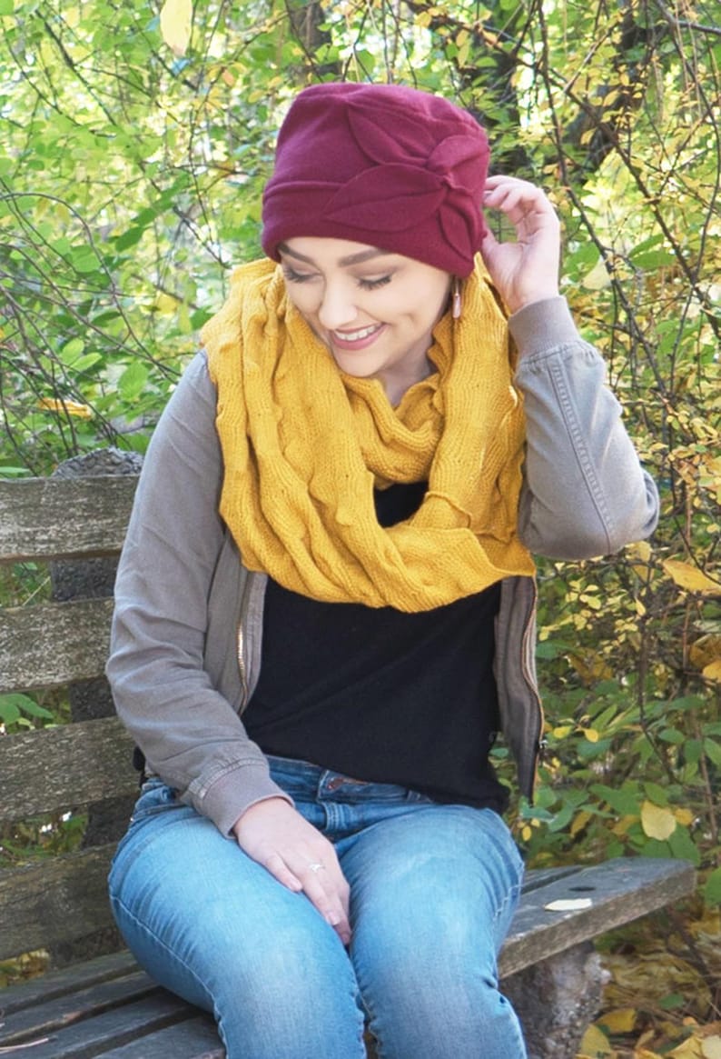 Gorro de lã com estampa de borboleta para mulheres, ideal para quimioterapia, perfeito para o outono e inverno. imagem 9