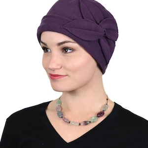 Gorro de lã com estampa de borboleta para mulheres, ideal para quimioterapia, perfeito para o outono e inverno. Plum