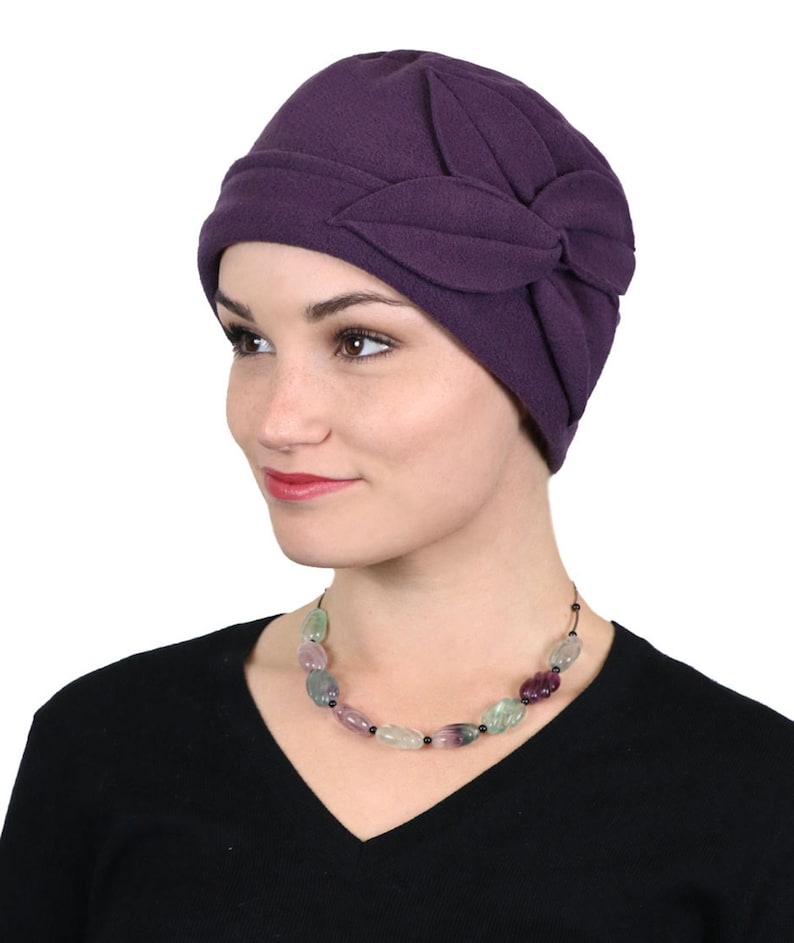 Gorro de lã com estampa de borboleta para mulheres, ideal para quimioterapia, perfeito para o outono e inverno. Plum