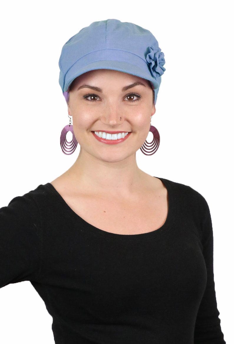 Brighton 100% Cotton Newsboy Cap for Women Chemo Headwear Chambray