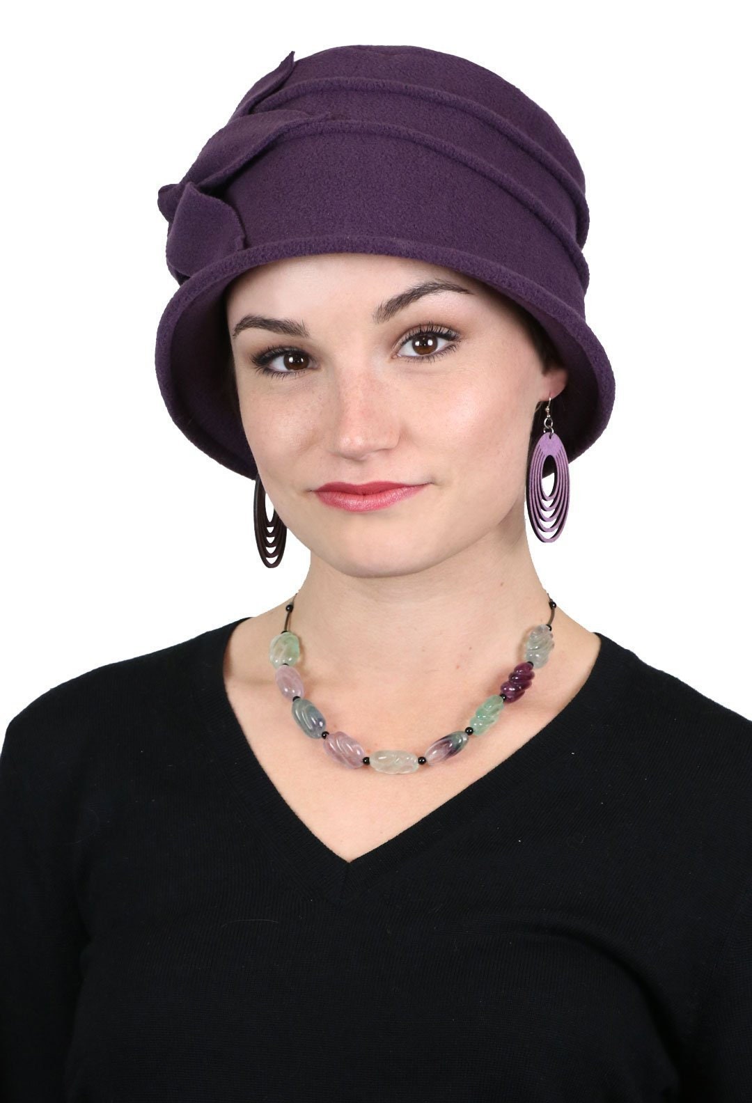 Fleece Flower Cloche Hat For Women Plum | Etsy