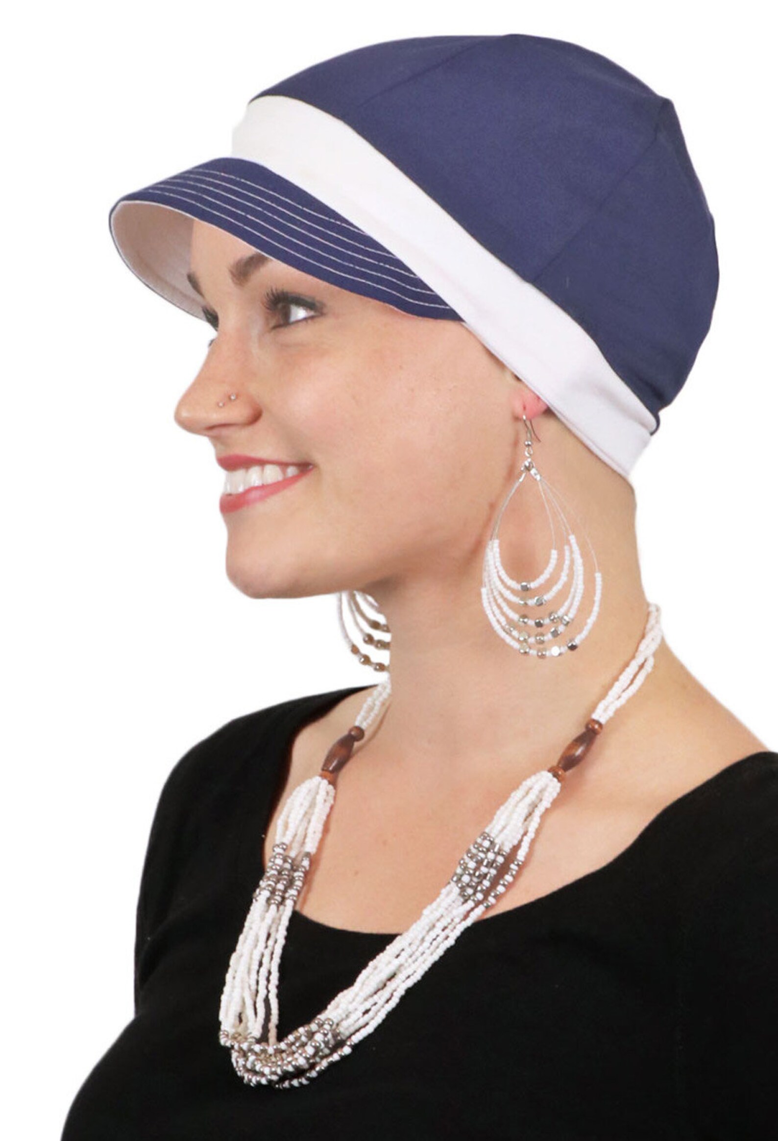 Whimsy Sport Soft Cotton Hats for Cancer Patients Navy Etsy