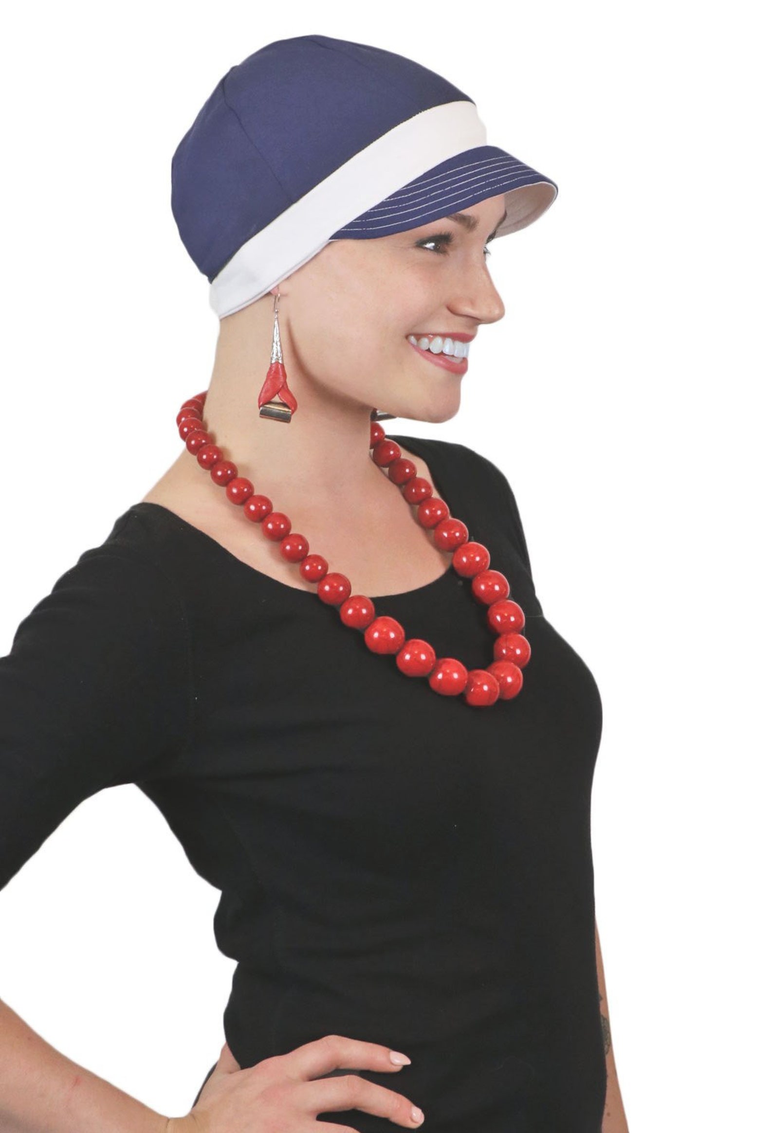 Whimsy Sport Soft Cotton Hats for Cancer Patients Navy Etsy