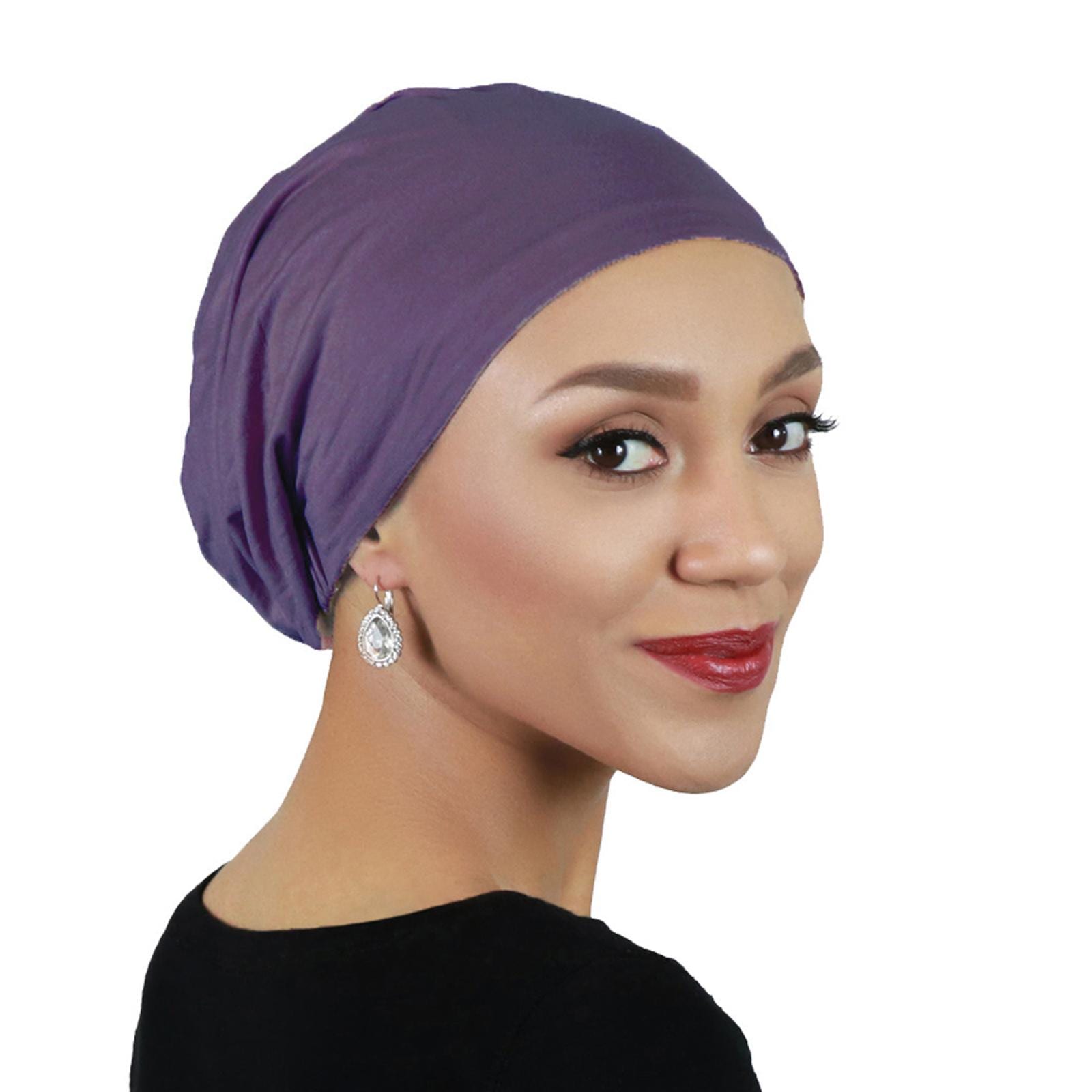 Bamboo Rayon Slouchy Beanie Chemo Headwear Moisture Wicking Turban AMAZON-BAMBOO_3-SEAM_NAVY.jpg?  main image 2