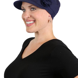 Brighton 100% Cotton Newsboy Cap for Women Chemo Headwear Dark Navy