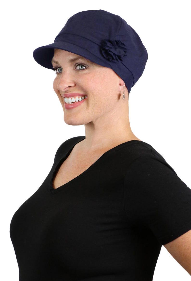 Brighton 100% Cotton Newsboy Cap for Women Chemo Headwear Dark Navy