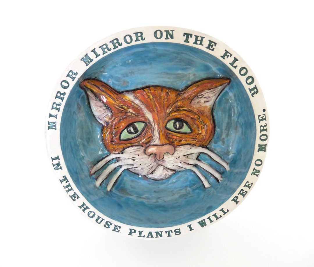 Handmade Ceramic Cat Bowl: PEE IN PLANTS - Etsy